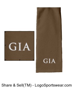 Tri-Fold Golf Towel - Taupe (Embroidered) Design Zoom