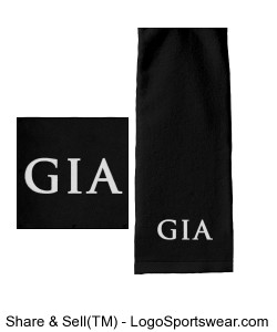 Tri-Fold Golf Towel - Black (Embroidered) Design Zoom